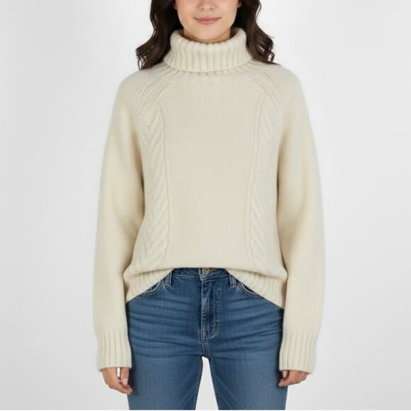 American Eagle Cream Wool Alpaca Knit Turtleneck Sweater Women's Small - Picture 1 of 5